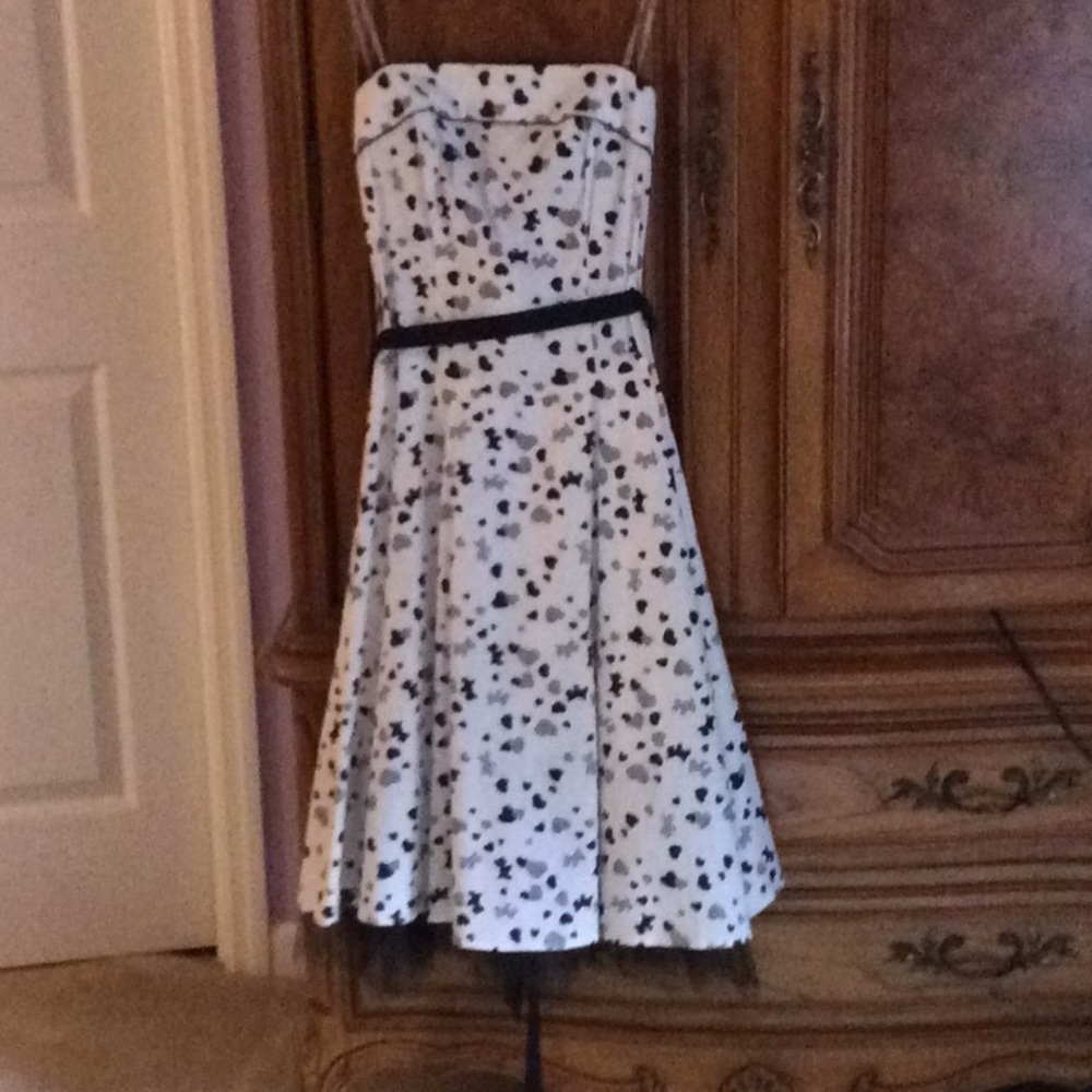 Strapless dress, black/white print